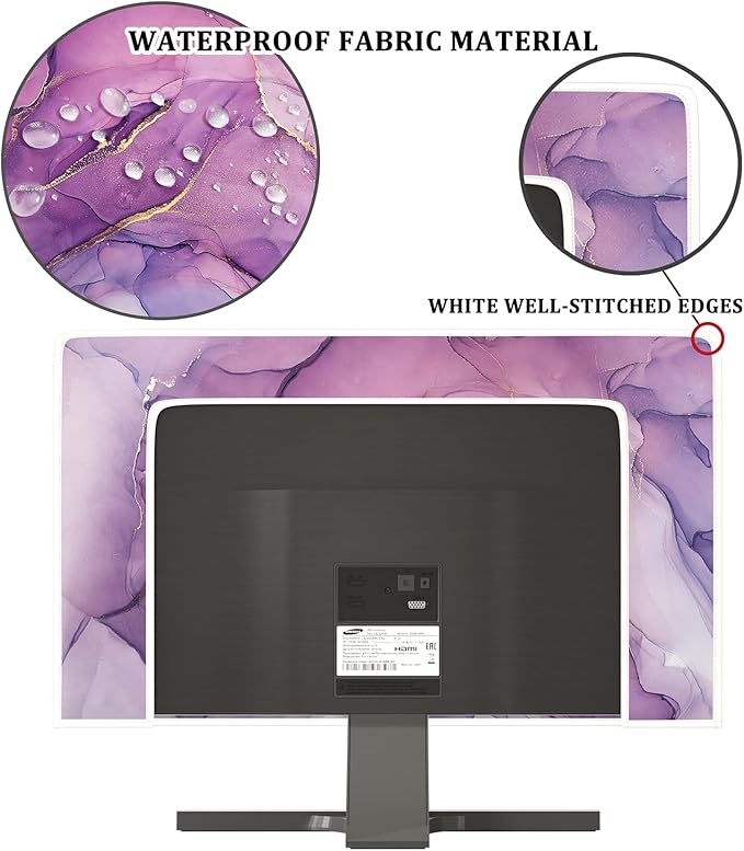 Baocicco Fashion Violet Marble Waterproof TV Dust Cover 55 Inch Anti-Static Dustproof Creative Design TV Screen Cover TV Screen Covers Sleeve Compatible with PC Desktop and TV LED LCD OLED