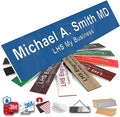 Engraved Name Plates for Door Sign Personalized Blue Plastic Plaque with White Letters - Made in USA 2x12 B9