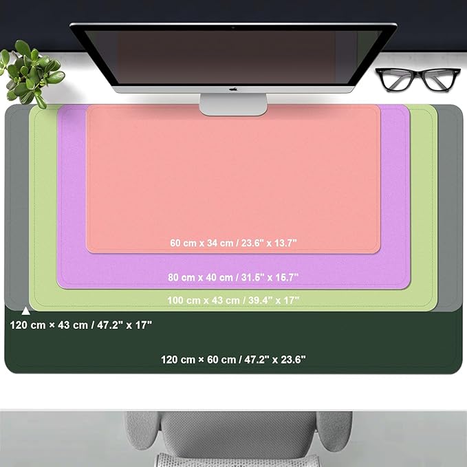 Large Desk Pad 47.2" x 17", Leather Desk Mat Protector, Non-Slip PU Leather Desk Blotter Pad, Large Mouse Keyboard Mat, Waterproof Desk Cover Pad for Office & Home(Aqua Frost Blue)