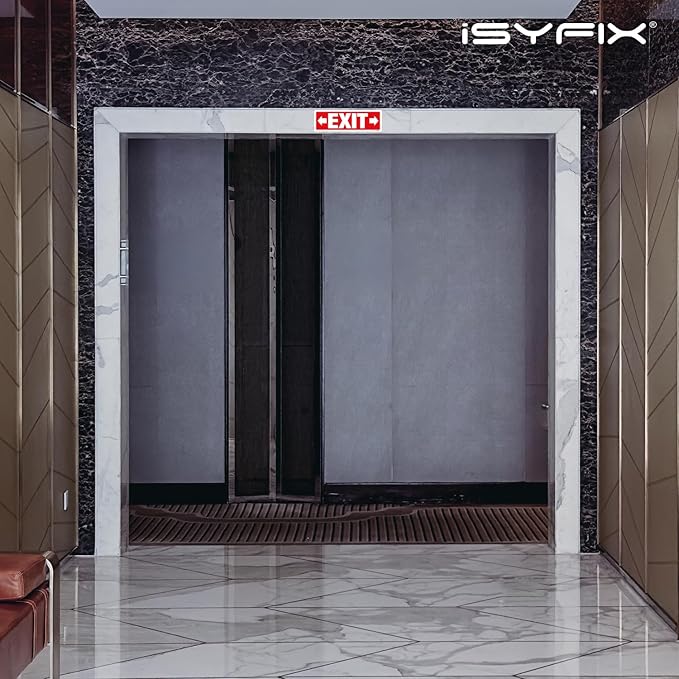 iSYFIX Exit Signs Stickers 12 Pack 12x4 Inch - Laminated Premium Vinyl Directional Right & Left Arrow Signs for Buildings, Office, Workplace, Stores, Schools, Theaters, Parking, Restaurants, Factories