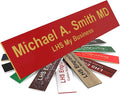 Engraved Name Plates for Door Sign Personalized Red Plastic Plaque with Gold Letters - Made in USA 2x6 B17