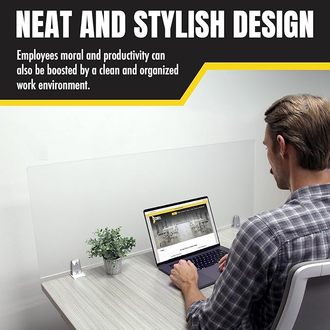 OBEX Frosted Acrylic Desk Mounted Privacy Panel, 24" x 72", Frosted