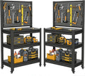 PLMFJQK 2 Sets Storage Shelves with Pegboard,Heavy Duty Garage Shelving Units and Storage,Metal Shelving Adjustable Shelves,Garage Storage Rack,Industrial Utility Shelf 47.2" H*33.46" W*18" D
