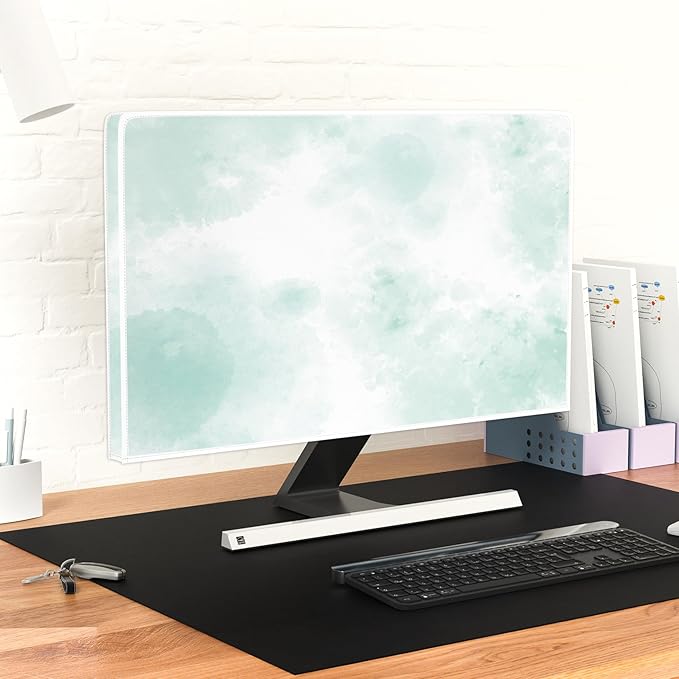 Baocicco Abstract Watercolor Waterproof TV Display Screen Cover 65 Inch Cyan Marble Dip Dyeing Dust Proof TV Covers for Television Screen Anti-Static Dustproof Protective，Mint Green