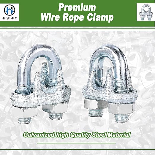 12PCS 3/8" M10 Zinc-Plated Wire Rope Clamps – Heavy Duty U-Bolt Cable Clips (Silver)