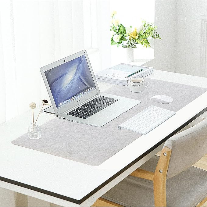 DAWNTREES Felt Desk Pad,Large Keyboard Mat,Wool Desk Mat,Extra Large Felt Mouse Pad for Computers,Laptops, Offices and Homes. (Light Gray)