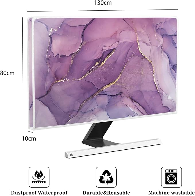 Baocicco Fashion Violet Marble Waterproof TV Dust Cover 55 Inch Anti-Static Dustproof Creative Design TV Screen Cover TV Screen Covers Sleeve Compatible with PC Desktop and TV LED LCD OLED