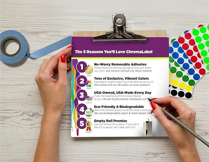 ChromaLabel 1/2 Inch Circle Sticker Labels, Easy to Write On Color Coding Label, Removable Colored Dot Stickers - 1000 Sticky Dots per Dispenser Box, Yellow Labels