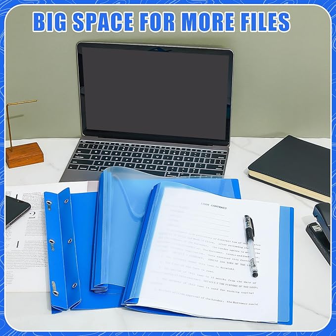 Teling 72 Pack Clear Front Report Covers Bulk Business Report Covers Plastic Presentation Folders Resume Portfolio Folder Paper Binder with 3 Prongs for Presentation Document School Office (Blue)