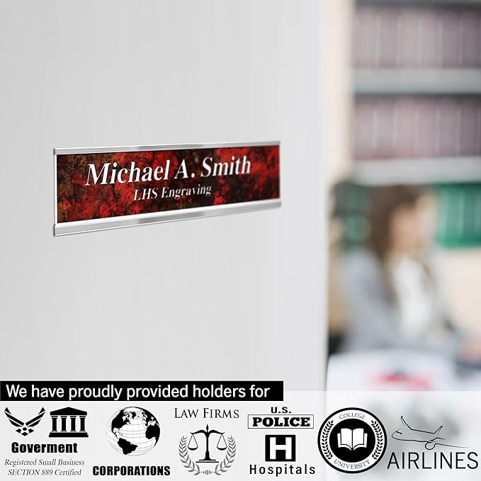 Engraved Custom Door Plate Charcoal Marble Pattern Plastic Office Door Sign with Gold Letters - Made in USA 2x10 S6