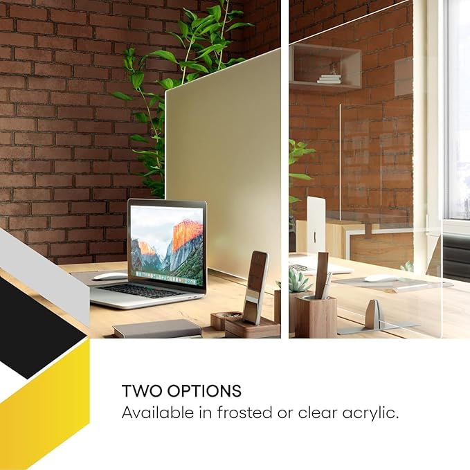 OBEX Acrylic Free Standing Screen, Divider for Desk Privacy Home & Office Partitions for Table Top Workstation, Portable Cubicle Panel for Work, 18" x 24", Frosted