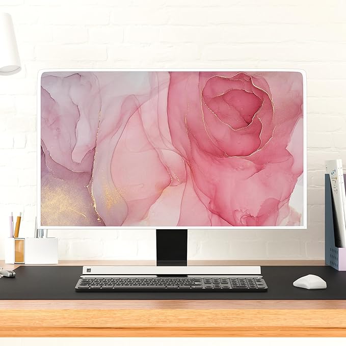 Baocicco Abstract Television Cover with Pink Marble Design 32 Inch Full Body Covers for TV Screen Panel Case Weatherproof Waterproof TV Screen Cover Sleeve Compatible with LED LCD OLED TVs Desktop