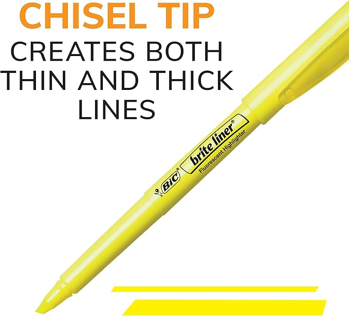 BIC Brite Liner Highlighters, Chisel Tip, 12-Count Pack of Green Highlighters, Ideal Highlighter Set for Organizing and Coloring