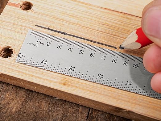Metal Ruler with Cork Backing, 12 Inch Stainless Steel Rulers 12 Inch Metal Ruler 10 Pack - Imperial and Metric - Non-Slip Prevent Ink Leakage - for School Office Engineering Tools