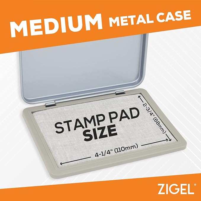2 Pack Metal Case Stamp Pad Medium Size, Red Color - Size: 3" x 4" - Choose from 15 Ink Colors