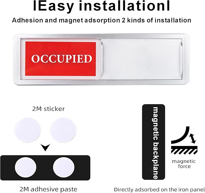 Vacant Occupied Door Sign Sliding Indicator, Privacy Sign for Office, Restroom, Conference Room, Home, Hotel, Hospital – Red Green Reversible Room Status Door Slider