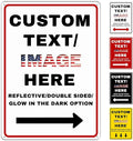 Custom Sign Large, Left or Right Arrow, Glow in the Dark/Reflective Option, 18''x14'' Personalized Large Metal Address Plaque, Customize for Business Logo, Office, Home, Yard, Outdoor
