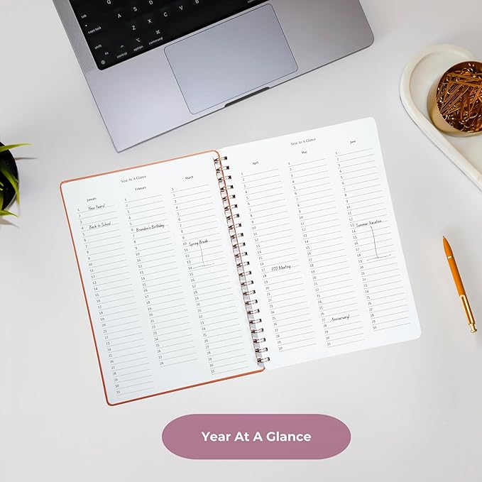 Merely Home | Ultimate Yearly, Daily, Weekly, Monthly Planner | 8.25" x 11.75" | To Do List Notebook for Work | Simple Design | Multiple Layouts | Academic Planner and Organizer Notebook (Navy, Yearly Planner - Portrait)
