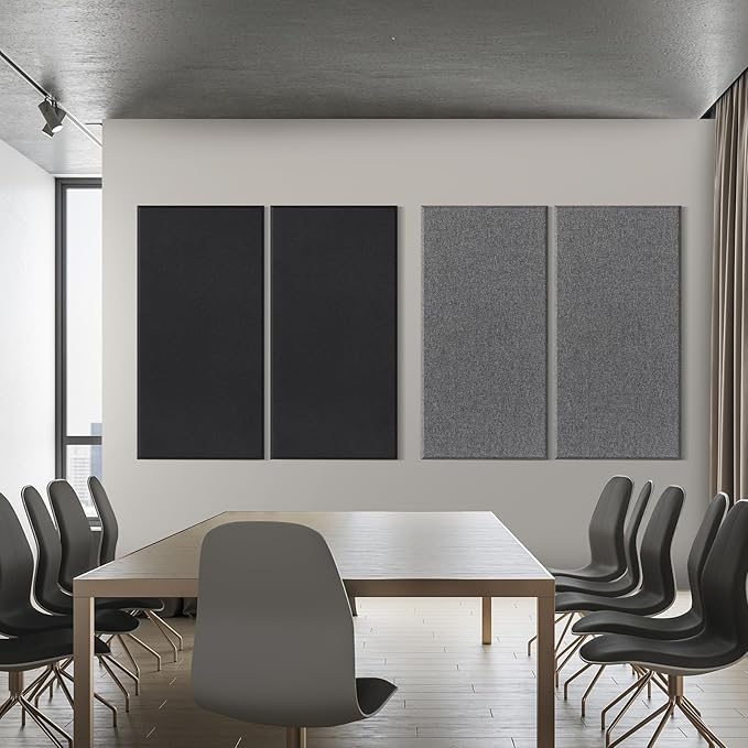 2” Thick Acoustic Panels with Hanging Hardware, 2 PCS 47.2” x 23.6” Fiberglass Sound Absorbing Panels for Home Theater Church Office Wall,Heather Grey