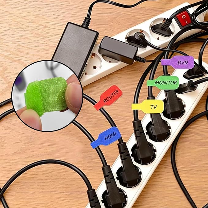 POMELUNE Cable Labels,Multi-Color Write On Cord Label for Cable Management,Organization,Electronics Computers,30 pcs