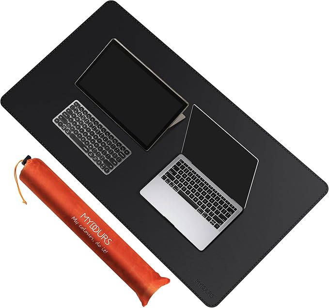Mydours 43" x 24" Extra Large Desk Pad XXL, Desk Protector Mat with PU Leather, Large Desk Blotter Mat for Office, Home & Writing, Full Desk Pad for Keyboard and Mouse (Black)