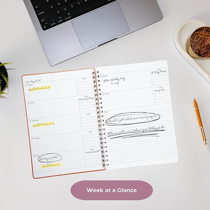 Merely Home | Ultimate Yearly, Daily, Weekly, Monthly Planner | 8.25" x 11.75" | To Do List Notebook for Work | Simple Design | Multiple Layouts | Academic Planner and Organizer Notebook (Rust, Yearly Planner - Portrait)