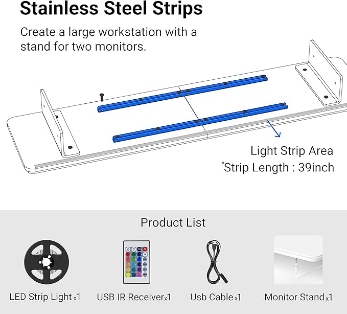 AFOOYO Monitor Stand Riser,31.5-Inch LED Light Wood Computer Monitor Stand with Adjustable Acrylic Legs,Desk Accessories Desktop Organizer Stand for, Computer,Laptop,Printer,PC TV Screen Riser,Black