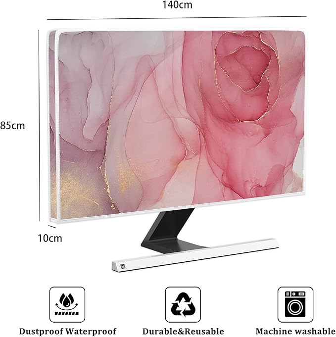 Baocicco Abstract Waterproof Television Cover with Pink Marble Design 58, 59, 60 Inch Full Body Cover for TV Screen Weatherproof Dust-Proof TV Screen Covers Sleeve Compatible with LED OLED Desktop