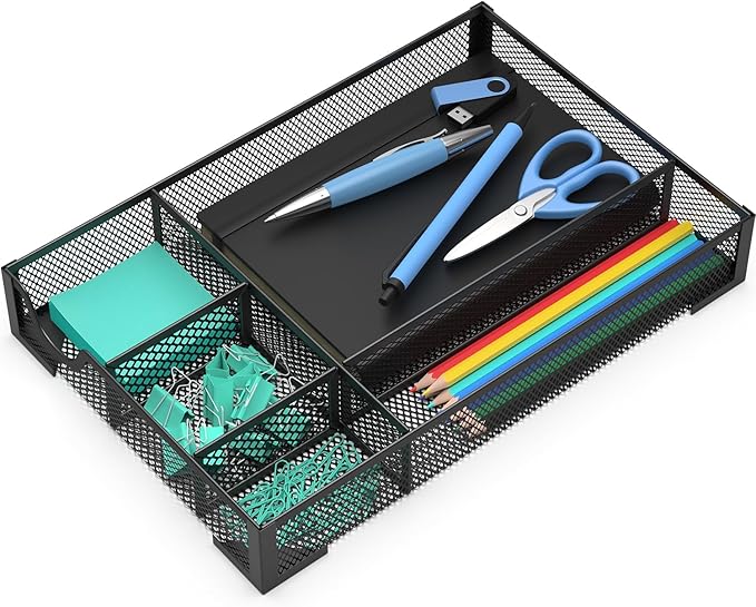 ITAYVAN Desk Drawer Organizer, Office Desk Organizer Tray with 5 Dividers, Pen Pencil Drawer Organizer for Office Supplies, Desktop, Bathroom, Kitchen, Makeup, Vanity