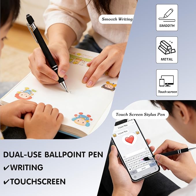 CRME Ballpoint Pen 2-in-1 Stylus Bulk Custom Pens Personalized Engraved Metal Pens with Name Text Logo for Back to School,Home,Teacher,Customizable Engraving Pen Gift Coworkers Office Supplies