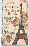 Current Parisian Postcard Address Book-94 Pages; Small 5" x 8-1/2" Size for Purse or Office,Spiral Bound Soft Cover Organizer for Contacts,Addresses, Email, & Phone Numbers + 50 Replacement Stickers