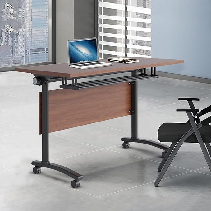 Conference Table Foldable Meeting Tables,Flip Top Mobile Training Table The folding conference table With Silent Wheels Is Convenient And Fast,Modern Mobile Meeting Tables (2pack 180*60*75)