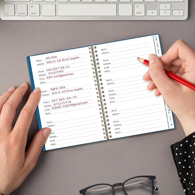 Address Book with Alphabetical Tabs - Telephone & Address Book with Address Contacts, Special Date, Phone, Birthday & Internet Login Password for Home and Office, 4.3" x 6.2", Blue