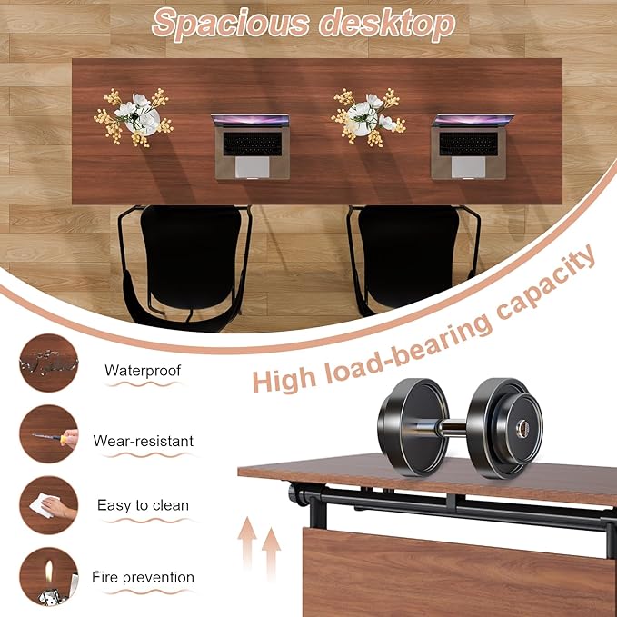 Conference Table Flip Top Mobile Conference Room Tables,Folding Conference Table with Wheels,Large Meeting Training Seminar Table Saving Space for Office Classroom(10D,55.1'')