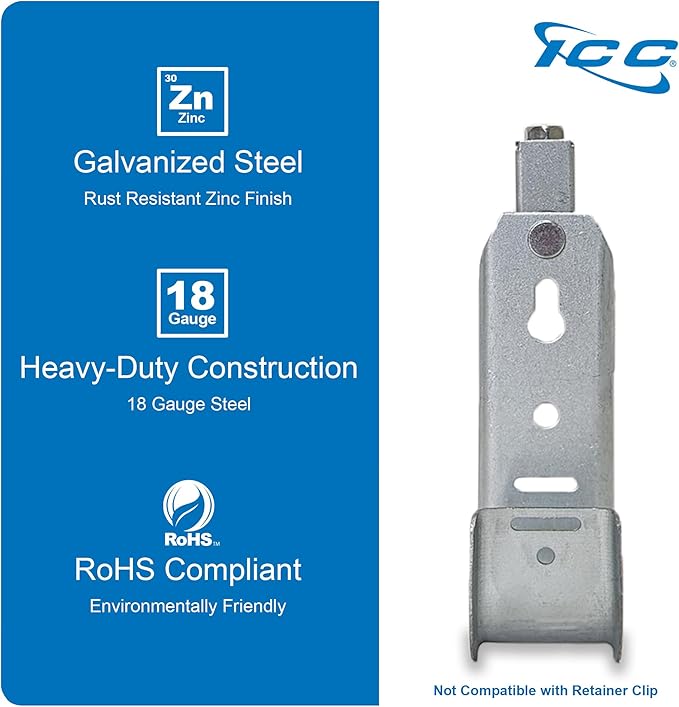 ICC Beam Clamp J Hook 1 5/16” Without Retainer Clip - Galvanized Steel Cable Management Hooks for Hanging Cable to Beams - Rust-Resistant, EIA and TIA Compliant - 1 5/16 Inch 25 Pack