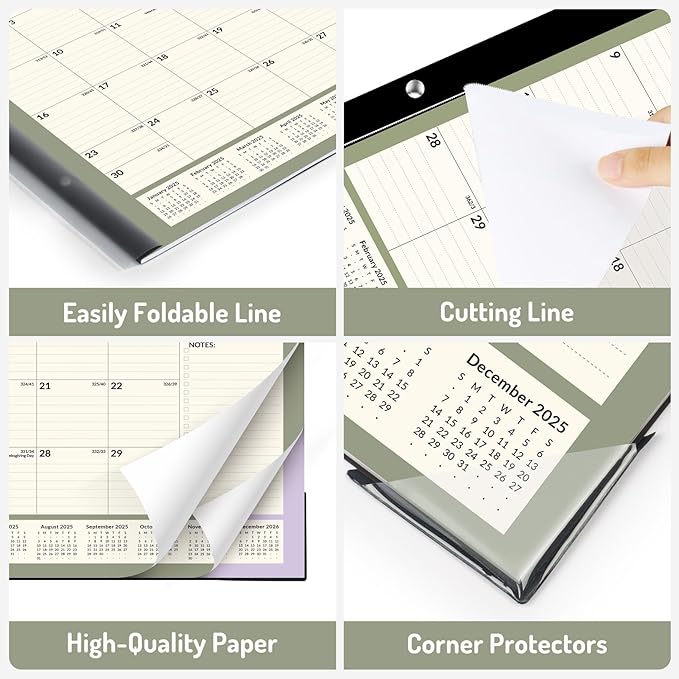 Forvencer 22" x 17" Large Desk Calendar 2026, 20 Months Calendar Runs from November 2025 to June 2027, 2026 Desk Calendar Monthly Planner with Plastic Cover for Home School Office, Soft Blue