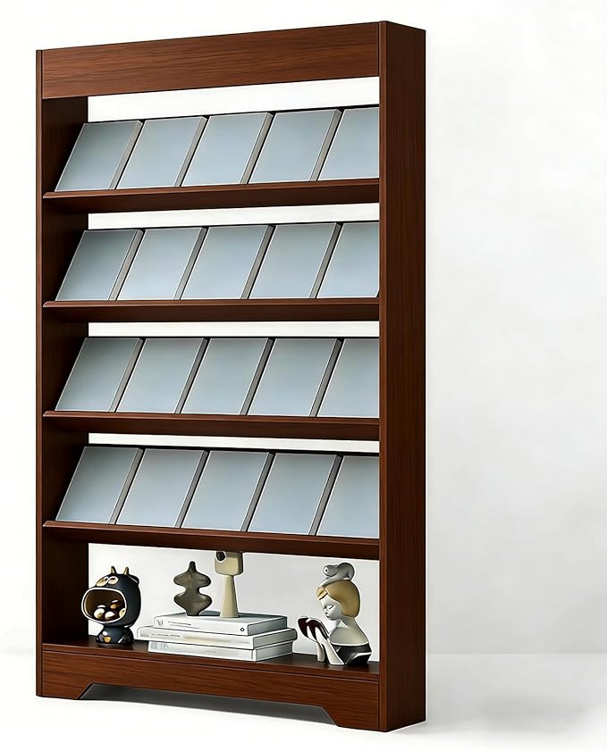 LHIUGE 5-Layer Brochure Display Rack,Freestanding Wooden Magazine Rack,Standing Literature Display Rack Brochure Holder for Home, Office, Retail Display