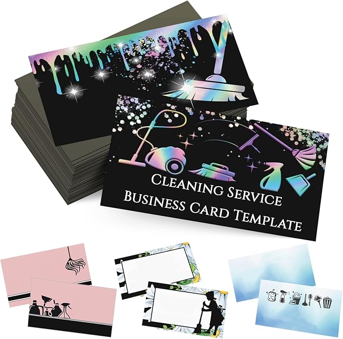 Custom Business Cards Personalized Business Cards for Small Business 300gsm Matte Paper Front & Back Sides Printed 3.5" x 2" - Cleaning Service Template