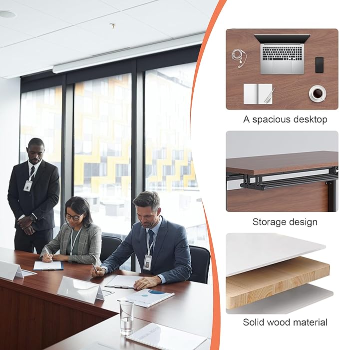 Conference Table,55.1''Folding Conference Room Table for 4-12 People,Mobile Flip Top MeetingTraining Table with Different Coulor and Styles for Offices, Classrooms,Meeting Room (8, 47.2''D)