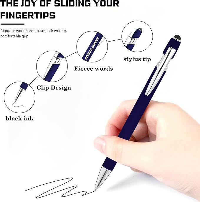 CRME 10pcs Funny Quotes Rose Gold Pens Set Novelty Pens Gifts for Coworkers Rose Gold Office Decor Pen with Stylus Tips No Need to Charge Fluent Writing for Girlfriend and Nurse Inspirational Gifts