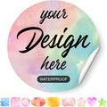 AHEADGOODS Custom Stickers - Personalized Labels, Watercolor Style, Vinyl Material, Circle & Round Shapes, 100 Labels