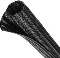 Split Wire Loom Tubing, Cable Protector Sleeve, Braided Cable Management for TV/Computer/Home Theater/Engine Bay, Cord Protectors from Pets No Chew (Black, 1"-25ft)