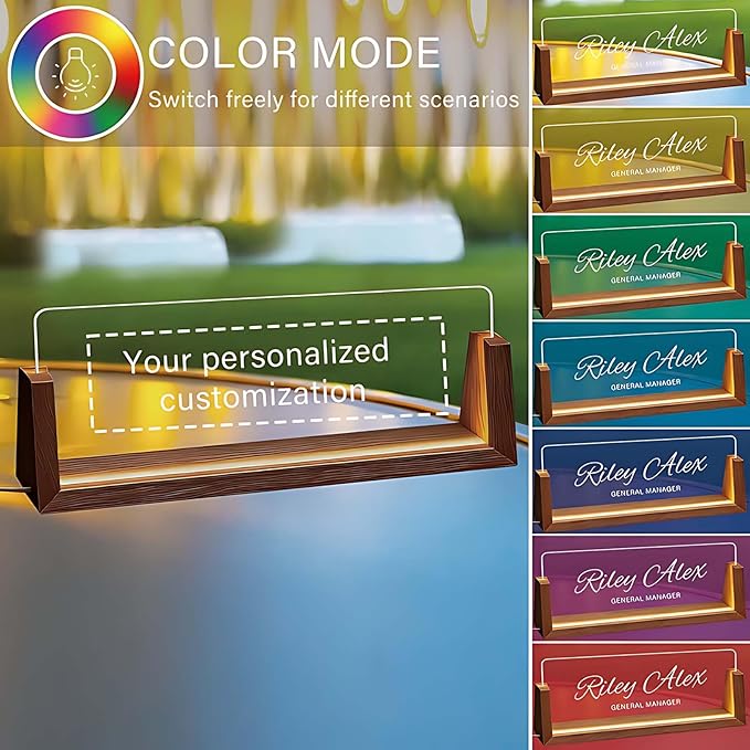 Personalized Office Name Plate for Desk, Custom Light Up Acrylic Desk Sign for Coworker Boss Teacher Gift, Employee Recognition Present