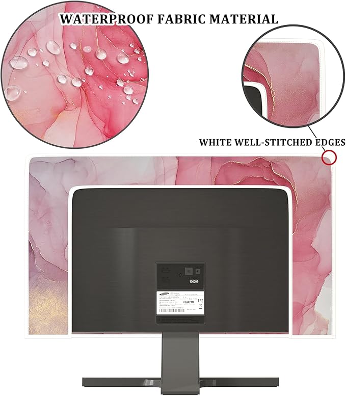 Baocicco Abstract Waterproof Television Cover with Pink Marble Design 55 Inch Full Body Cover for TV Screen Weatherproof Dust-Proof TV Screen Covers Sleeve Compatible with LED OLED Desktop