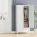 SUPEER Metal Wardrobe Cabinet with 1 Drawer and Hanging Rod, 70.9" H Metal Closet Cabient with Adjustable Shelf for Bedroom, Laundry Room, Home,Office,Installation Required,White