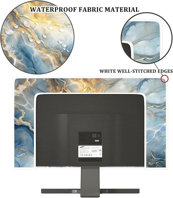 Baocicco Gold Blue Waterproof Screen TV Cover 37, 38, 39 Inch Modern Full Body Covers for Television Screen Panel Case TV Sleeve Compatible with Television LCD LED PC, Desktop and Home TV