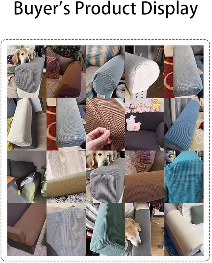 Premium Polyester Sofa Arm Cover, Scratch Resistant Protector Covers,Elastic Armrest Covers for Square/Curved/Sloping Couch Armrests, 2Pcs- Warm White