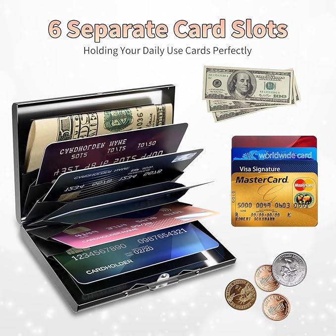 BWEGRHE Slim Credit Card Holder, Color Butterfly RFID Blocking Metal Wallet for Men & Women, Aluminum Minimalist Hard Case Pocket-Sized Business Cards Organizer (Fits Up to 10 Cards)