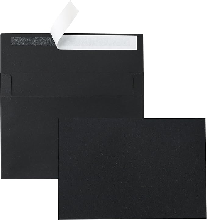 Silunkia Black Blank Note Cards and Envelopes 5 x 7 Heavyweight Flat Cardstock and A7 Envelopes Printable Self Seal 20 Packs for Birthday, Wedding Invitations, Thank You Cards, Baby Shower