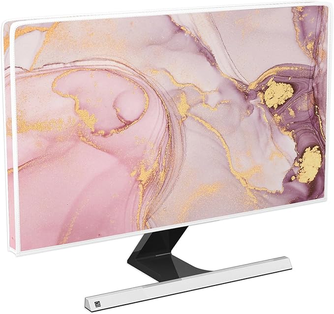 Baocicco Pink Gold Marble Waterproof Screen TV Cover 70 Inch Decorative Modern Television Cover for Home TV Screen Texture Dust Proof Monitor Covers for Television Screen LED LCD OLED TVs